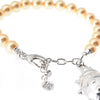 Bracciale in perle e catena in argento con pendente Coccinella