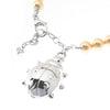Bracciale in perle e catena in argento con pendente Coccinella