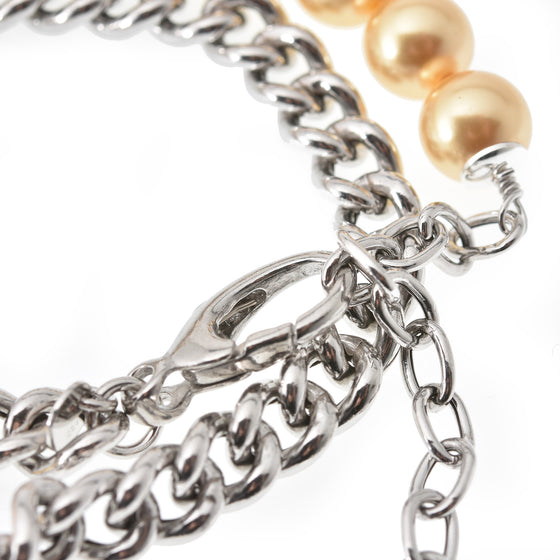 Bracciale doppio in perle e catena con pendente Coccinella