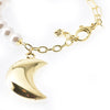 Bracciale in perle e doppia catena in argento con pendente Luna