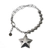 Bracciale doppia catena in argento e pietra lavica con pendente Stella