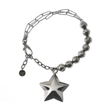  Bracciale doppia catena in argento e pietra lavica con pendente Stella