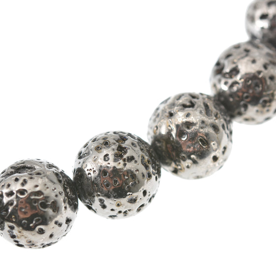 Bracciale doppia catena in argento e pietra lavica con pendente Stella