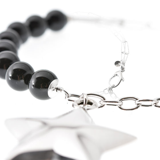 Bracciale in perle, doppia catena in argento con pendente Stella