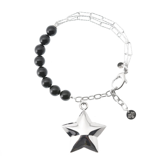 Bracciale in perle, doppia catena in argento con pendente Stella