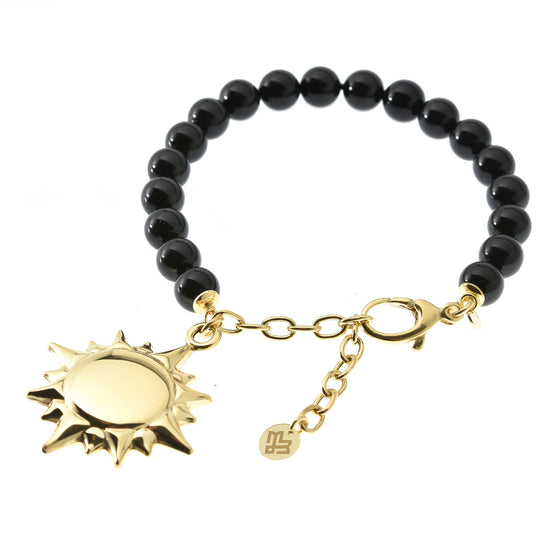 Bracciale in perle e catena in argento con pendente Sole