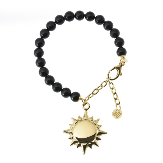 Bracciale in perle e catena in argento con pendente Sole