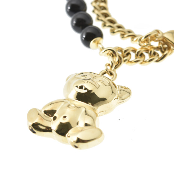 Bracciale doppio in perle e catena con pendente Orsetto