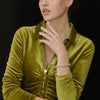 Collana Rosario in argento con sfere diamantate