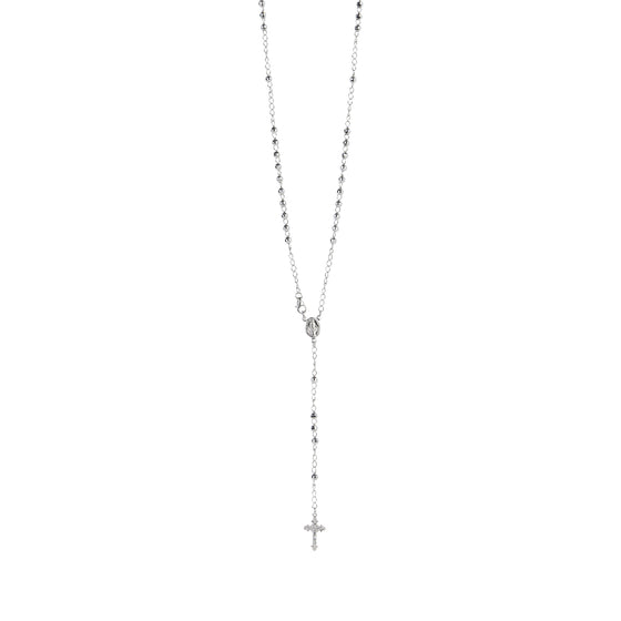 Collana Rosario in argento con sfere diamantate